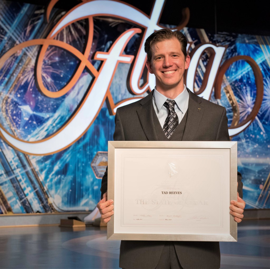 Getting presented with my Clear certificate at Flag - the mother Church of Scientology in Clearwater, Florida.